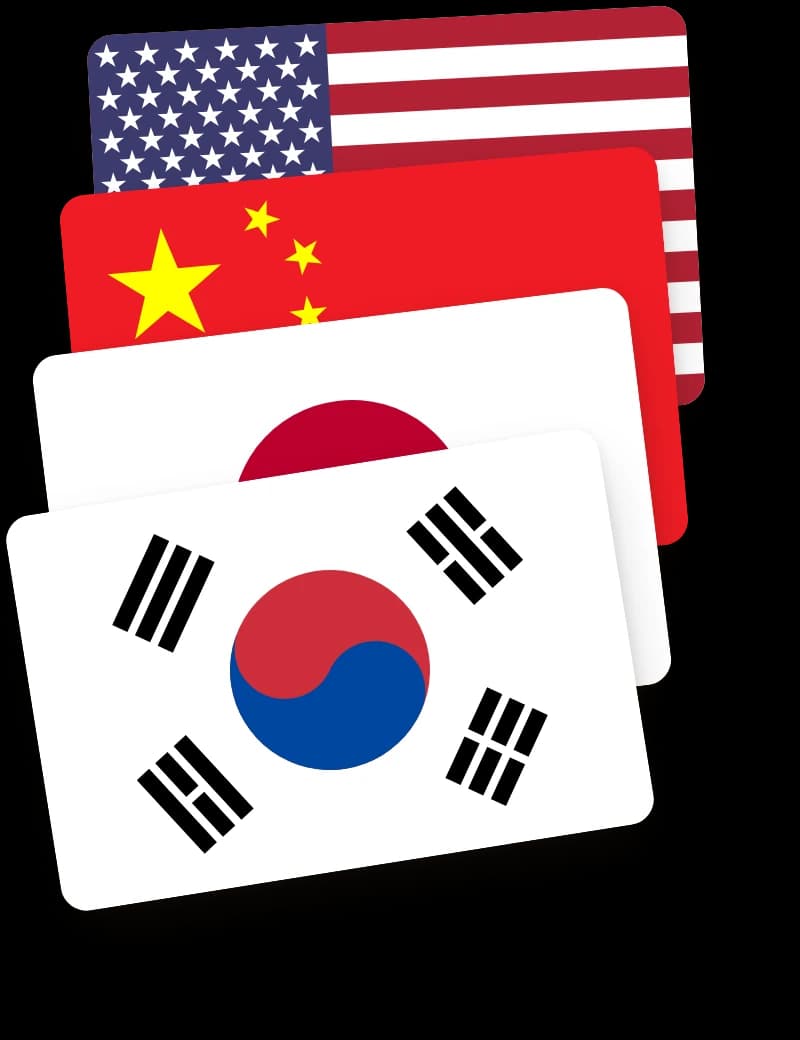 태극기, 일장기, 오성홍기, 성조기 카드